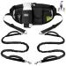 ETACCU Hands Free Dog Lead for 2 Dogs with Heavy-Duty Traffic Handle Bungees Dual Dog Leads Adjustable Waist Belt with Pouch Reflective Stitches for Running Walking & Jogging black f r 2 Hunde