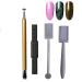 4Pcs Nail Magnet Tool Set Mwoot Double Head Flower Design Nail Magnet Pen And Strong Magnet Stick Dotting pens For DIY 3D Magnetic Cat Eye UV Gel Polish Nail Art