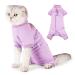 Heywean Katzenbody after op castration pet-medical surgical shirt surgical recovery suits for cats Long-sleeved catwear anti-trim alternative sore crauses for cats XS purple
