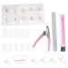 minkissy 2 Boxes Nail Art Box Nail Kits Fingernail File Clear Stiletto Nails Nail File Buffer Artificial False Nails Manicure Kit Manicure Accessories Fake Nail Stickers Plastic Boxed