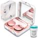 Contact Lens Case with Cleaner Washer Portable Cute Eye Contacts Colored Lenses Applicator Remover Tool Kit with Mirror Solution Bottle Travel Size for Daily Outdoor (Square Rose Gold) Rose Gold Set