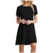 BAGELISE Women's Swing Loose T-Shirt Fit Comfy Casual Flowy Cute Swing Tunic Dress Small A1-black