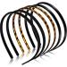 Cheeroyal 6 Pieces Plastic Plain Headbands Teeth Comb Headbands Skinny DIY Hair Bands Headbands for Women Girls (black+leopard print coffee+rubber black)