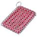Petersty Cast Iron Skillet Cleaner 316 Stainless Steel Chainmail Cleaning Scrubber Silicone Scrubber for Kitchen (Red)