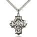 Sterling Silver 5-Way/Coast Guard Pendant 1 1/4 x 1 inches with Heavy Curb Chain