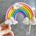 Rainbow Cloud Cake Topper - Colorful Soft Pottery Cupcake Decoration for Boys and Girls Birthday Party - Buy Online on GoSupps.com