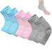 kuou 3 Pairs Gel Heel Socks Soft Moisturizing Socks Gel Lining Infused with Essential Oils and Vitamins for Dry Hard Cracked Skin Moisturizing Day Night Care Skin (Gray Blue Pink)