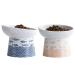 TAMAYKIM Ceramic Tilted Raised Cat Bowls, 8 OZ Food and Water Bowls Set for Kitty, 5 in Porcelain Elevated Stress Free Feeding Pet Dish, Dishwasher and Microwave Safe, Set of 2 Orange & Blue