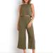 Women's Summer Two Piece Set - Sleeveless Crop Top and Capri Pants in Khaki - Size Medium - Buy Online on GoSupps.com