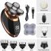 Electric Shaver Razor for Men Mens Shaver Trimmer Grooming 5 in 1 Rotary Cordless Hair Clippers for Perfect Bald Look with 4D Floating 5 Razor Head LED Display IPX7 Waterproof Quick USB Rechargeable Gold - Buy Online on GoSupps.com