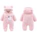 Borlai Baby Winter Snowsuit Romper | Fleece Hooded Onesie for Girls Boys | Pink | 6-9 Months - Buy Online on GoSupps.com