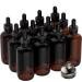 12 Pack Essential Oil Dropper Bottles (4 oz) 120ml Round Boston Empty Refillable Amber Bottle with Glass Dropper  Free Stainless Steel Funnel  for Liquid Aromatherapy Fragrance Lot