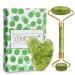 Jade Roller for Face and Gua Sha Set - EMOCCI Facial Beauty Roller Skin Care Tools Kit 100% Real Jade Anti-Aging for Face, Eyes, Neck, Body Muscle Relaxing with Gift Box(Green)