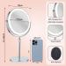Adjustable LED Lighted Makeup Mirror with 3 Color Options, 10x Magnification, Rechargeable Battery - Chrome Finish - Buy Online on GoSupps.com