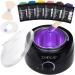 Waxing Kit Wax Warmer for Women Men Hair Removal with 6 Wax Beads, 10 Spatulas, 5 Protection Paper, At Home Wax Kit Painless for Body Hair Facial Eyebrows Armpit Hair Black-6pcs