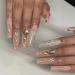 Justotry 24 pieces of coffee nails for sticky French artificial nails with rhinestone ballerina artificial nails press on nails fingernails fake nails short for women marble l1