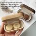 Caruncoo CARUNCOO Wood Grain Contact Lens Case Compact Eye Contact Case for Travelling Portable Contact Box with Mirror Rectangle，Cute Colorful Especially Elegant Brown 4 Piece Set