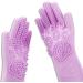 COMMON'H Pet Grooming Gloves - Long Washing Glove Scrubber for Shedding, Bathing, Deshedding, Dog Cat Bath Mitt, Silicone Brush - Purple - Buy Online on GoSupps.com