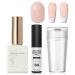 Gel Nail Polish Set French Manicure Kit Jelly Nude Nail Polish with White Liner Painted Gel Nail Polish and Nail Stamper for French Tips Soak Off UV/LED Nail Polish Gift for Women