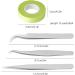 Eyelash Extension Tape Roll with Tweezers Set - Green Micropore Fabric Tape 0.5 Inch 10 Yards, 3 PCS Straight Pointed and Curved Silver Tweezers - Buy Online on GoSupps.com