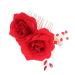 DOITOOL 1pc Red Flower Hair Clip Bridesmaids Crystal Hair Comb Hair Barrettes for Women Metal Rose Headwear for Women Bridal Floral Hair Headpiece Tiara Roses Women's Accessories