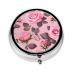 Pretty Pink Rosesround Pill Box 3 Compartment Round Pill Box Organizer #Portable Travel Pill Box for Traveling.