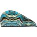 Turquoise Blue Gold Marble Velvet Hair Cap - Quick-Dry Hair Towel Wrap for Men & Women | Travel & Home Use - Buy Online on GoSupps.com
