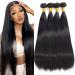 Musi Brazilian Virgin Straight Hair 4 Bundle Human Hair Unpassed Pure Brazilian Hair Hair Extensions smooth hair Bundles 400g Natural Black (18+20+22+24 Inch)