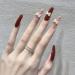 French Tip Press on Nails - Long Press On Nails with Nail Tips Wine red with White Butterfly Bow Design Glossy press on nails Acrylic False Nails Cute Artificial Nails