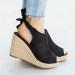 Wedge Sandals for Women Casual Summer Open Toe Buckle Ankle Strap Shoes Comfortable Walking Beach Travel Platform Sandal 8.5 A4 Black