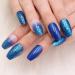 24 Pcs Fake Nails for Women Press on Fake Nails Blue Gradient Fake Nails with Jelly Glue Glitter Artificial False Nails French Oval Fake Nails for Women Girls Daily Decoration - Buy Online on GoSupps.com