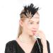 Rumnoke 1920s Flapper Headband Great Gatsby Headpiece Roaring 20's Feather Crystal Hair Accessories for Women Gold Leaf Black - Buy Online on GoSupps.com