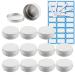 Zeoabsy 10 pieces 60ml white aluminum empty jar round aluminum doses with screw lid cream box screw box aludose tins for cosmetics candle ointments 5x spatula 1x etiquette white 60ml