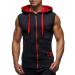 LemonGirl Men's Bodybuilding Sleeveless Hoodie Gym Tank Top X-Large Blackred