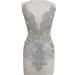 100% Handmade Rhinestones Applique on White net sew on Beads Crystal Patches Accessory for Dress Clothes (Silver 2)