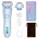 2 in 1 electric Shaver razor for women Bikini Trimmer for Women Rechargeable Led Display Wet & Dry Electric Razor and Facial Hair Remover Painless Body Razors and Facial Hair Remover (Blue)
