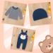 Infant Boys 3pcs Clothing Set | Newborn Romper Outfits Suit | Long Sleeve T-shirt + Dungarees + Hat | Blue | 6-9 Months - Buy Online on GoSupps.com