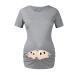 Maternity Top Short Sleeve Funny Pregnancy Tee Cute Baby Pregnant Women T Shirts - Twin Grey XXL