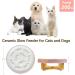 Raised Ceramic Cat Slow Feeder Bowl with Stand - Fish Bone-Pink, 3 Inches High, 8.5'' Wide - Healthy Eating Diet Solution for Cats and Dogs - Buy Online on GoSupps.com