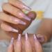 Extra Long Coffin Artificial Nails Set - 24 Glitter Ballerina Full Cover Pink & Nude Press-On Nails for DIY Manicure - Buy Online on GoSupps.com