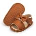 Sonsage Infant Baby Girls Boys Summer Sandals Newborn Bowknot Crib Sandal Outdoor Beach Toddler Pu Leather Soft Rubber Sole Dress Flats First Walker Shoes 3-6 Months A01 Brown