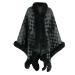 Yihaojia Shawl Wraps for Women Wedding/Casaul Dressy Faux Fur Trim Oversied Open Front Poncho Cape with Sleeve for Winter Green#59 One Size