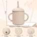 Baby Toddler Snack Cup with Handles | Silicone Sippy Cup & Snack Catcher Combo | BPA-Free & Unbreakable | Beige with 3 Covers - Buy Online on GoSupps.com