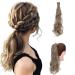 Ponytail Extension Wrap Around Long Straight Curly Clip in Ponytail Hair Extensions for Women Brown Black Blonde Hairpiece 17"-Curly Ash Brown mix Bleach Blonde Ash Brown mix Bleach Blonde 17 Inch