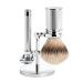 M HLE Silvertip Badger Safety Razor (Open Comb) Shaving Set - Perfect for Every Day Use Barbershop Quality Close Smooth Shave Chrome