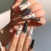 Bufenia Coffin Butterfly Fake Nails | Leopard French Ballerina Full Cover Matte Press-On Nails for Women & Girls - Buy Online on GoSupps.com