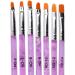 TRIXES 7PC UV Gel Acrylic Nail Brush Set - Assorted Nail Art & Builder Brushes - Accurate Professional Salon Painting Tools - Marbled Purple Pink - Buy Online on GoSupps.com
