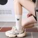 Akamas Women's Breathable Cotton Socks - 4 Pairs Black & White Funny Butterfly Embroidery Retro Tennis & Sports Socks (Sizes 35-41) - Buy Online on GoSupps.com