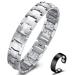 Vicmag Magnetic Bracelet Men Titanium Steel Magnetic Bracelet Double Row Ultra Strength Magnets with Adjustment Tool and Gift Box (Silver)