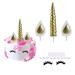 Cake Topper Gold Cake Topper for Birthday Wedding Party Cake Decoration Cute Horn Ears and Eyelashes Cake Decoration for Party Baby Shower (Gold) Golden